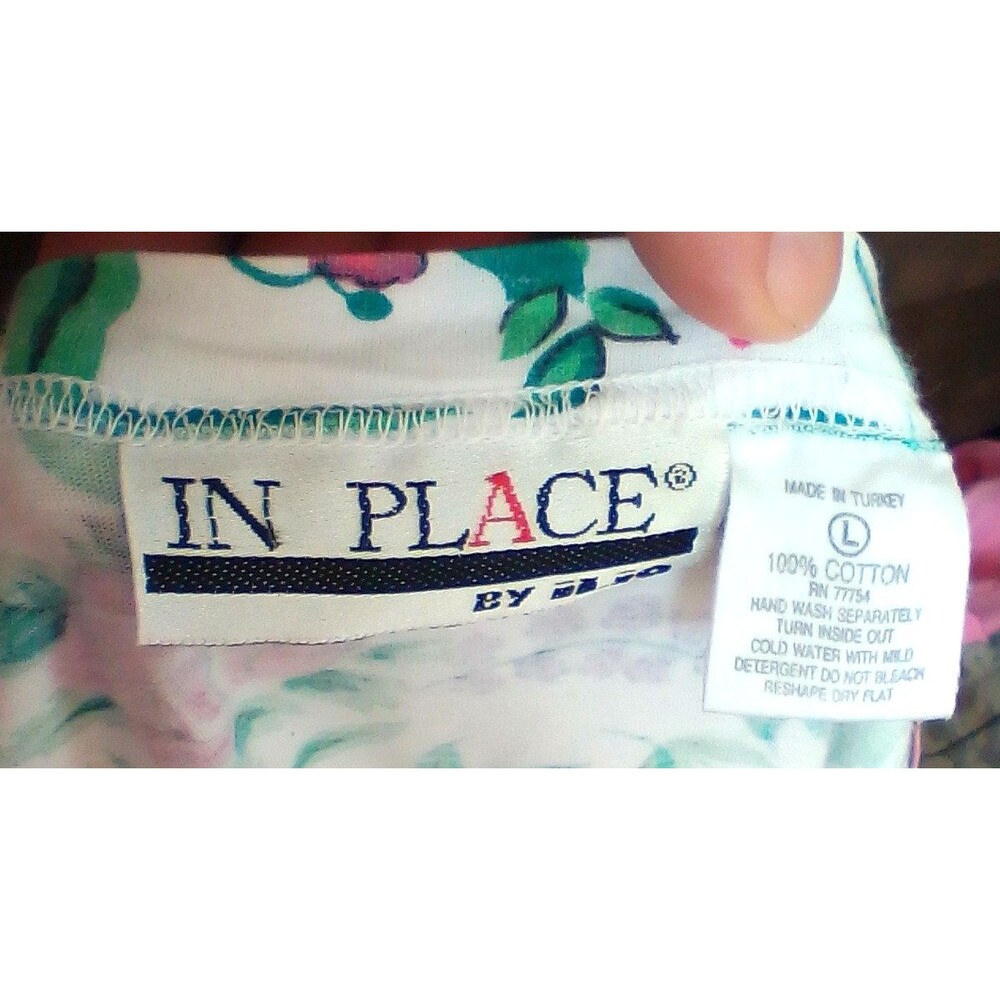 iLIO Women’s Large In Place Floral Print T-Shirt Short Sleeve Shoulder Pads - Picture 11 of 14